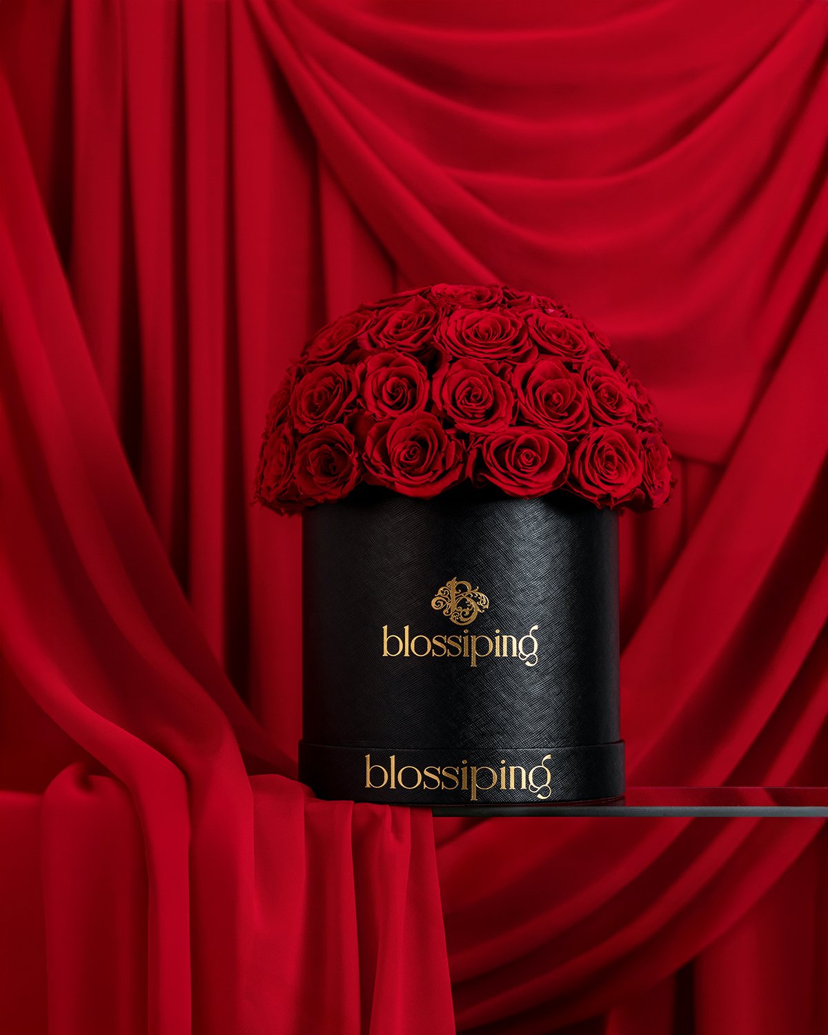 Roses in a Romantic drape scene